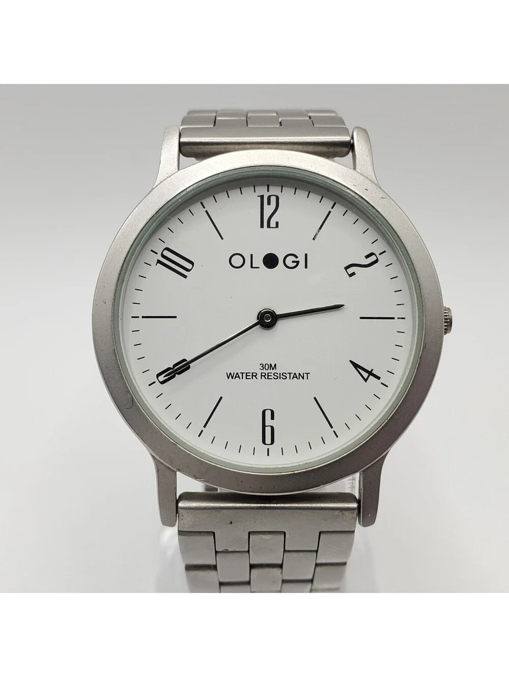 Ologi Quartz Watch 34mm Silver Tone White Dial New Battery